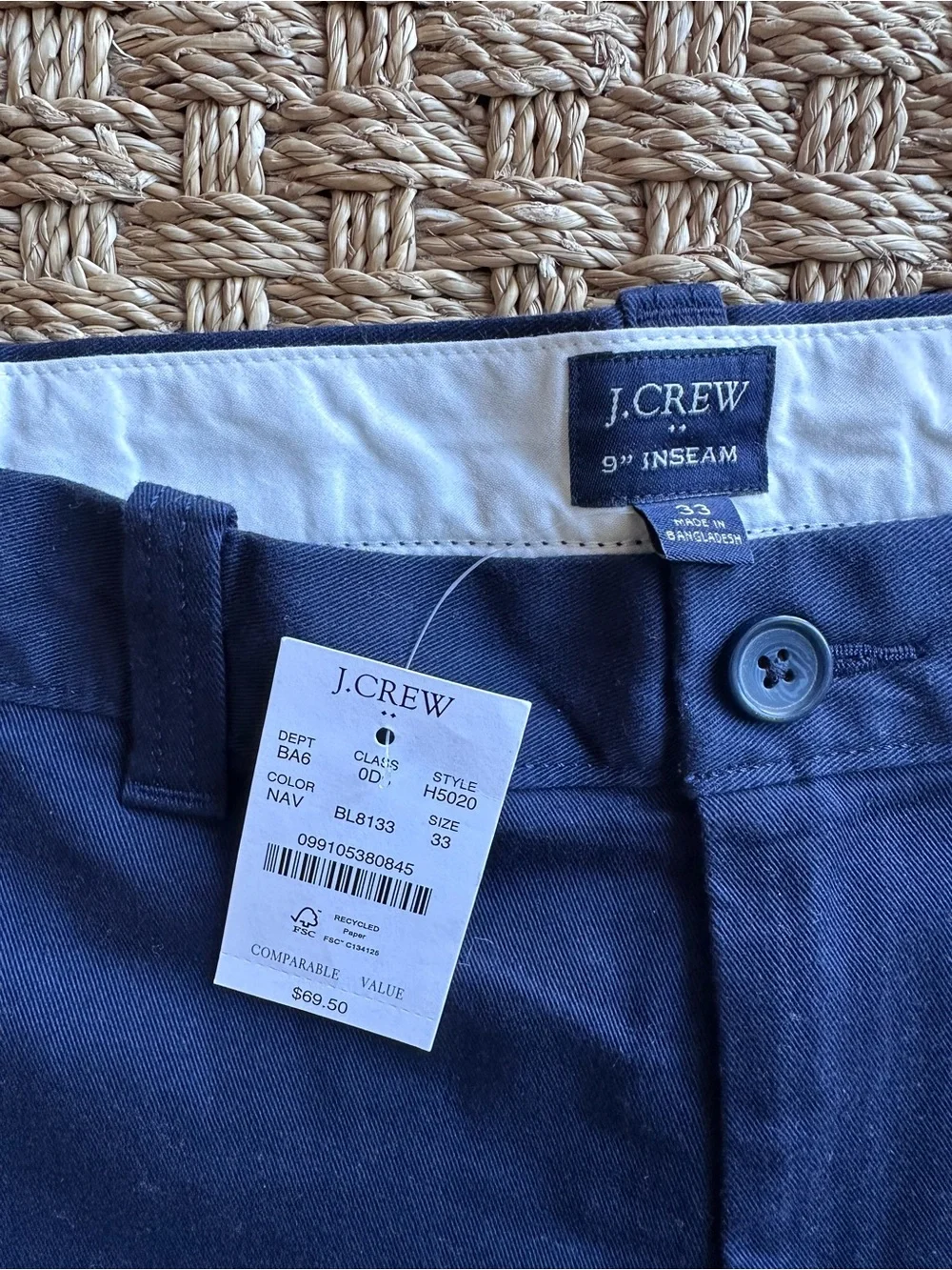 J. Crew Men's Casual Navy Shorts. NWT